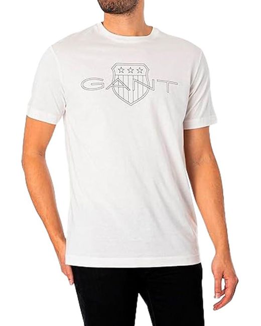 Maglietta con Logo SS di Gant in White da Uomo