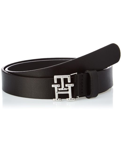 Tommy Hilfiger Black Th Logo 2.5 Belt Leather