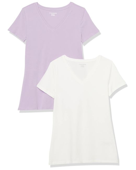 Amazon Essentials Purple Classic-fit Short-sleeve V-neck T-shirt