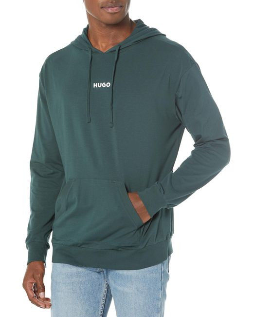 HUGO Green Linked Hooded Sweatshirt With Kangaroo Pocket for men