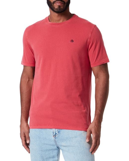Scotch & Soda Red Garment Dye Logo T-shirt for men