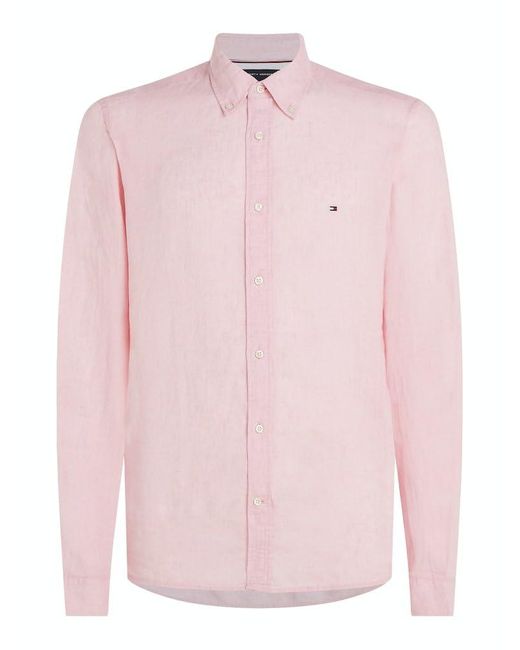 Tommy Hilfiger Leinenhemd PIGMENT DYE Regular Fit Langarm in Pink für Herren