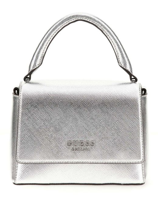 Fedana Top Handle Flap Bag Silver Guess en coloris Gray