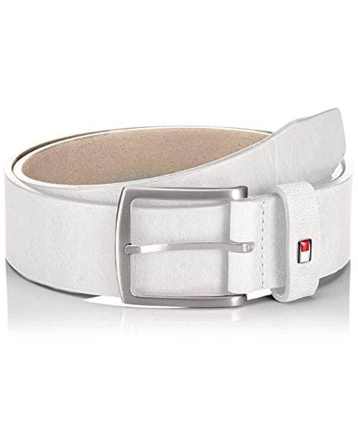 New Denton Belt 4.0, Cinturón para Hombre, Blanco (Whisper White 101), 115 (Talla del fabricante: 100) Tommy Hilfiger de hombre