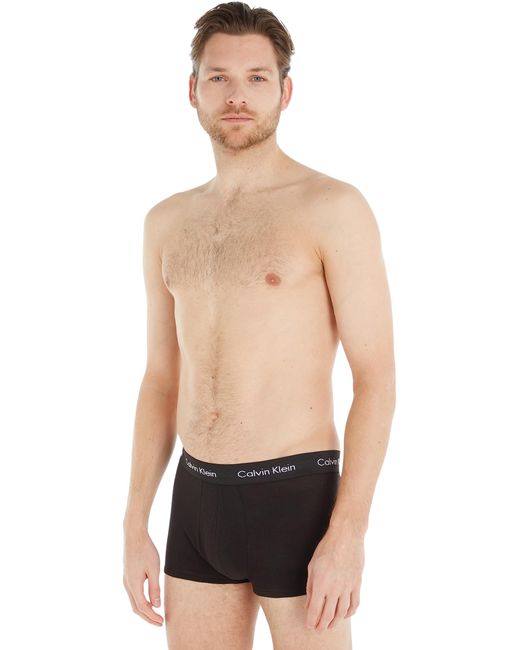 Calvin Klein 3er Pack Boxershorts Low Rise Trunks Baumwolle mit Stretch in Black für Herren
