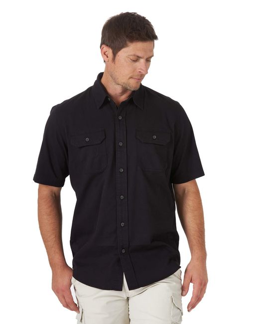 Wrangler Authentics Weather Anything Short Sleeve Woven Shirt Hemd mit Button-Down-Kragen in Black für Herren