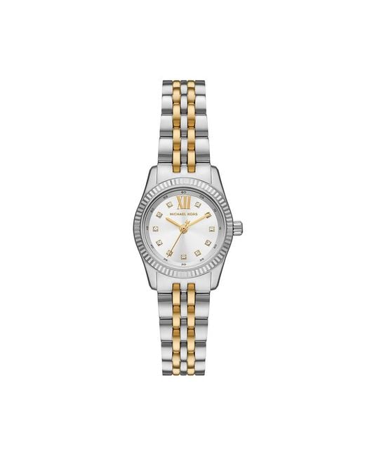 Michael Kors Metallic Lexington Silver And Gold Two-tone Stainless Steel Bracelet Watch