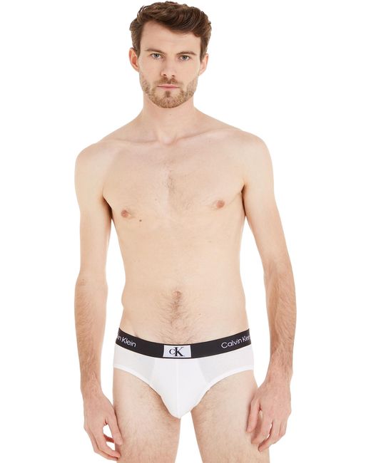 Calvin Klein Hip Brief Unterhose Baumwolle mit Stretch in White für Herren