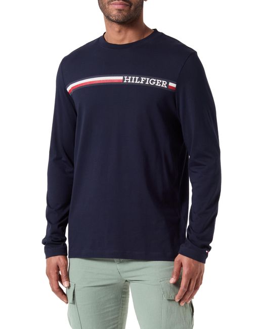 Chest Stripe LS Tee MW0MW36740 T-Shirt à ches Longues Tommy Hilfiger pour homme en coloris Blue