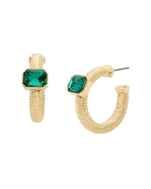 Steve Madden Blue S Stone Gem Omega Hoop Earrings