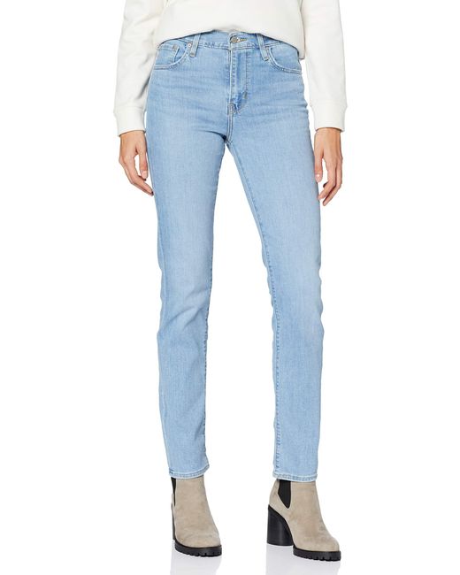 levi's 724 high rise straight jeans stellar blue