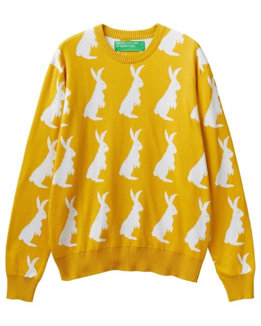 Benetton Yellow Jersey G/c M/l 1198k104l Sweater for men