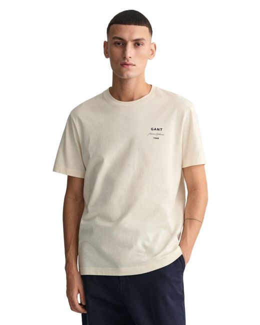 T-Shirt Maglietta con Logo Script SS di Gant in Gray da Uomo