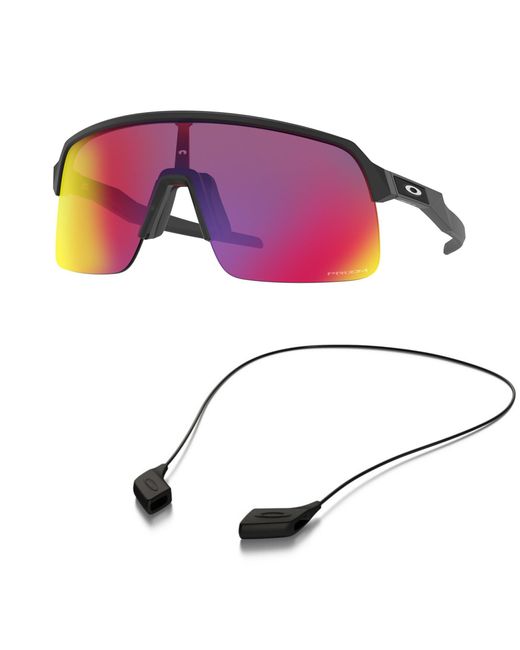 Oakley Purple Sunglasses Bundle: Oo 9463 Sutro Lite 946301 Matte Black Accessory Shiny Black Leash Kit