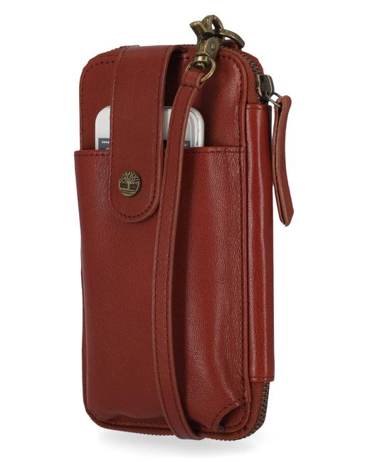 Timberland Red Rfid Leather Phone Crossbody Wallet Bag