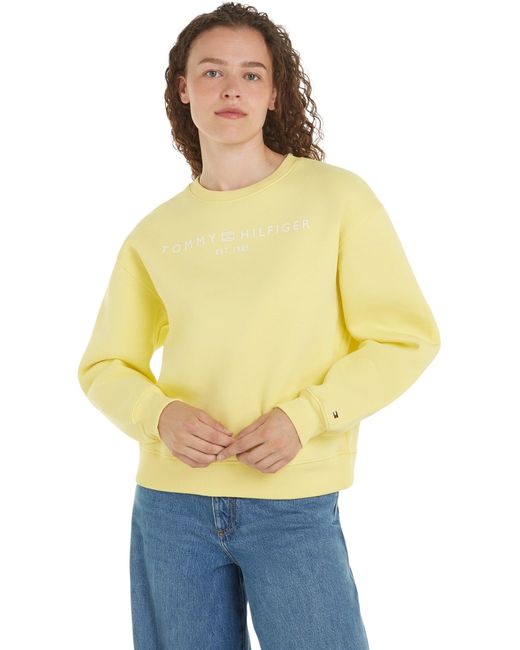 Tommy Hilfiger Mdrn Reg Corp Logo C-nk Swtshrt Sweatshirts in het Yellow