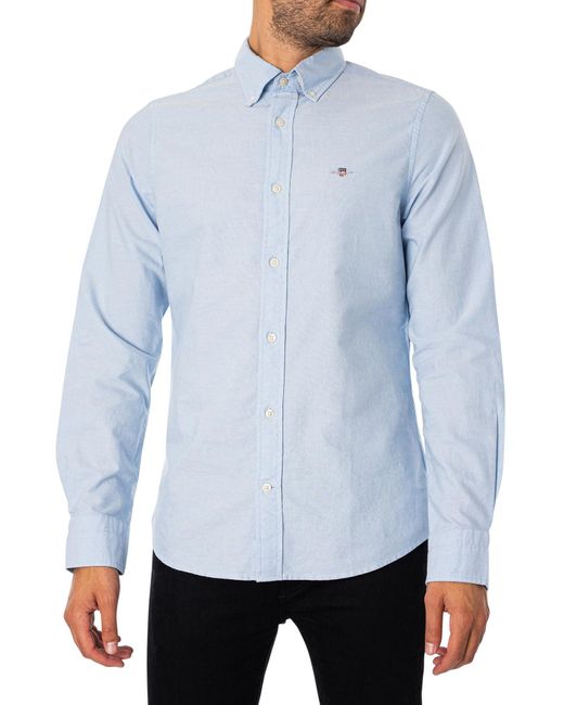 Gant Blue Slim Fit Oxford Shirt for men