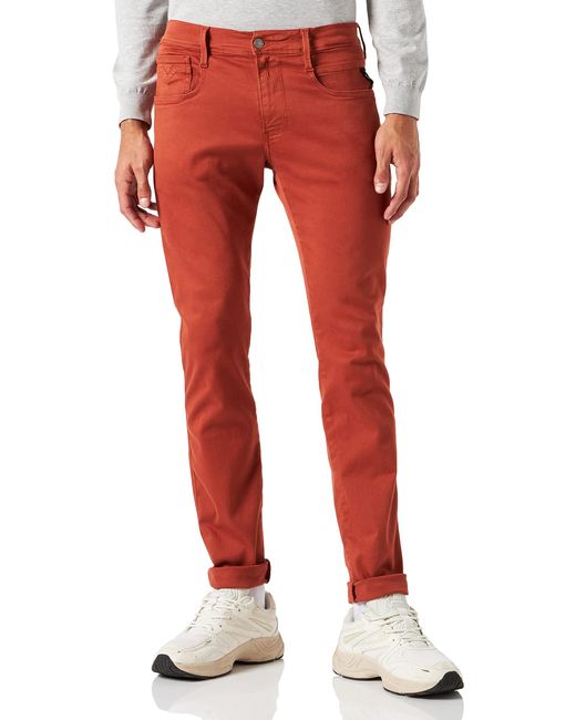 Anbass Hyperflex Colour Xlite Jeans di Replay in Red da Uomo