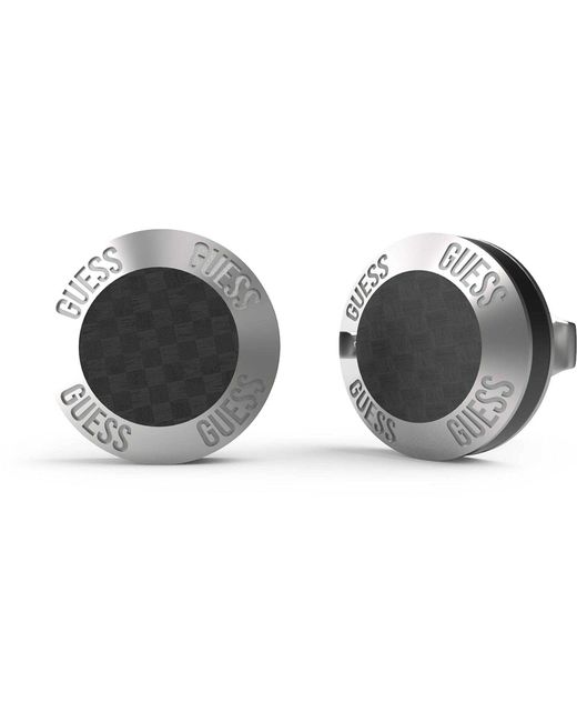 Boucles d'oreilles bouton homme Racer tag en acier - Perles Guess pour homme en coloris Black