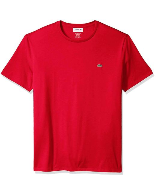 Lacoste Red Short Sleeve Crew Neck Pima Cotton Jersey T-shirt for men