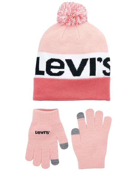 Levi's Pink LAN and Glove Set 9A8550 Beanie-Mütze