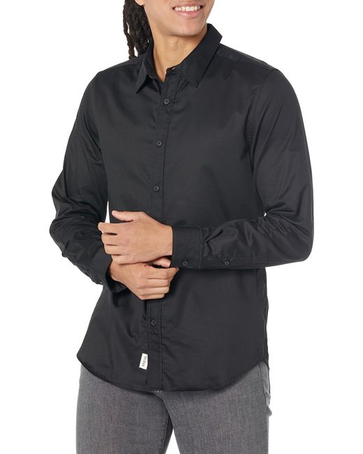Guess Black Long Sleeve Luxe Stretch Shirt for men