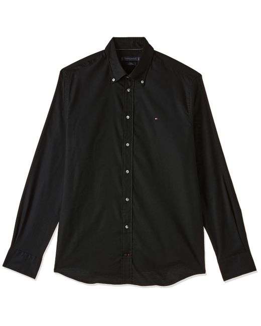 Tommy Hilfiger Black Shirt Oxford Regular Fit Long Sleeve for men