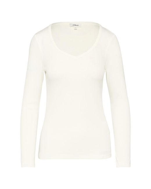 S.oliver White Feines Jersey-Longsleeve mit Rippstruktur Creme 38