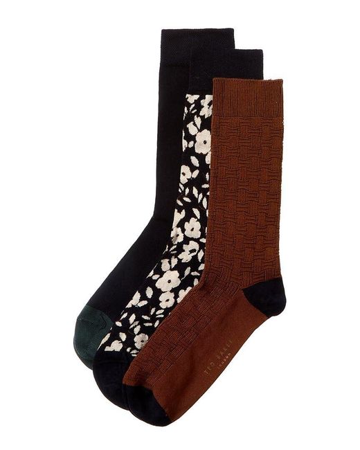 Ted Baker Brown 3pk Becools Socks for men