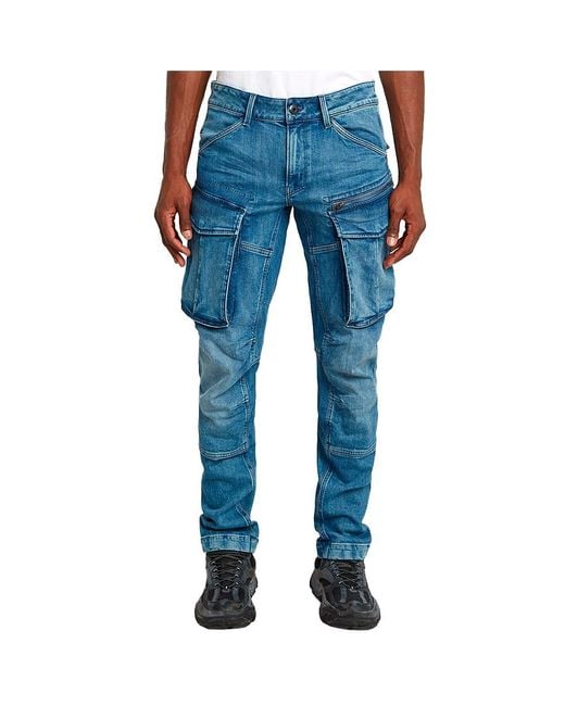 G-Star Rovic Zip 3D Regular Tapered Denim Jeans di G-Star in Blue da Uomo