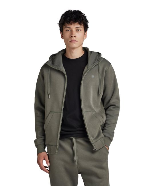 G-Star RAW Black Premium Core Hooded Zip Sweater for men