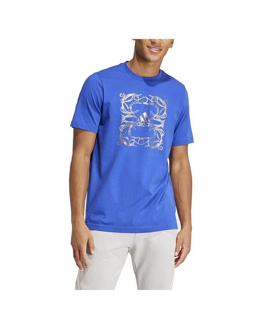 Metallic Graphic Tee T-Shirt Adidas pour homme en coloris Blue