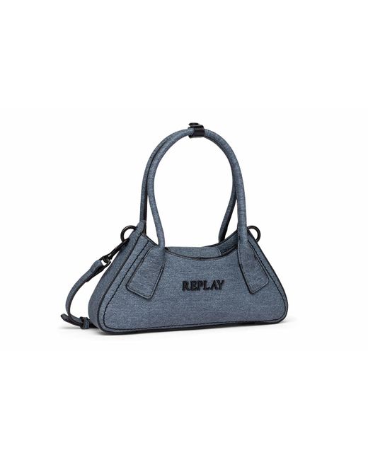 Replay Blue Women's Handbag Made Of Faux Leather