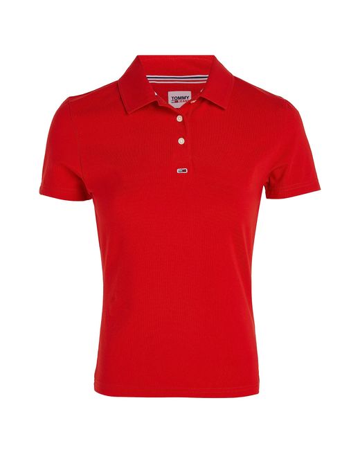Maglietta Polo Donna iche Corte Essential Slim Fit di Tommy Hilfiger in Red