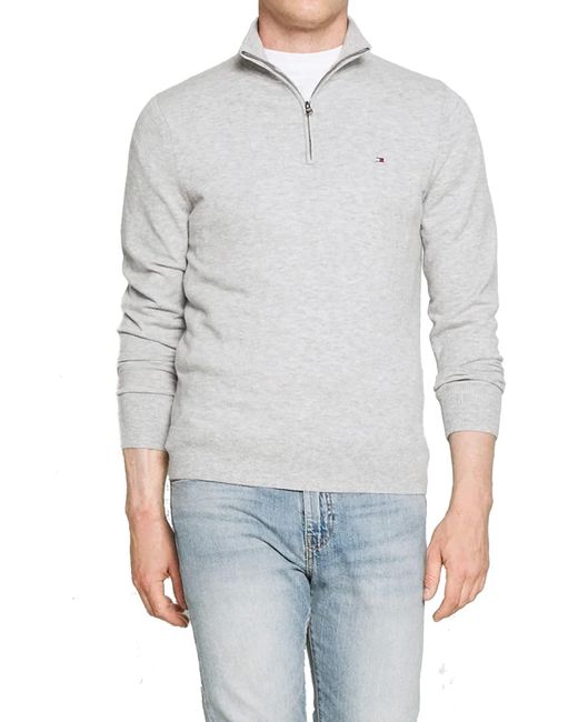 Tommy Hilfiger Pullover Halfzip Extrafine Soft Wool Grau in Blue für Herren