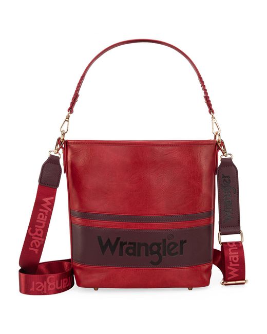 Wrangler Red Hobo Shoulder Handbag For Weave Bucket Bag