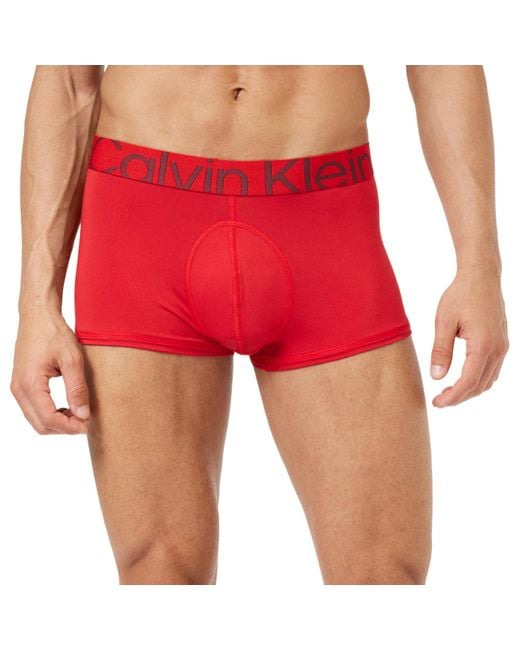 Pantaloncino Boxer Uomo Vita Bassa Elasticizzato di Calvin Klein in Red da Uomo
