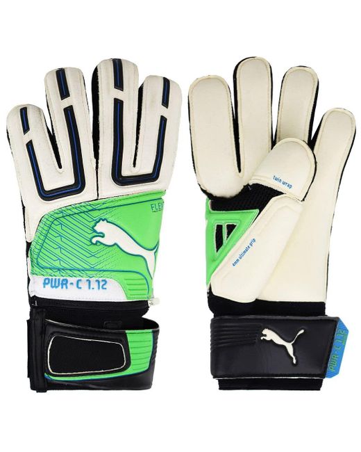 PUMA Green Gigi Buffon Powercat 1.12 Finger & Thumb Protection Goalkeeper Gloves for men