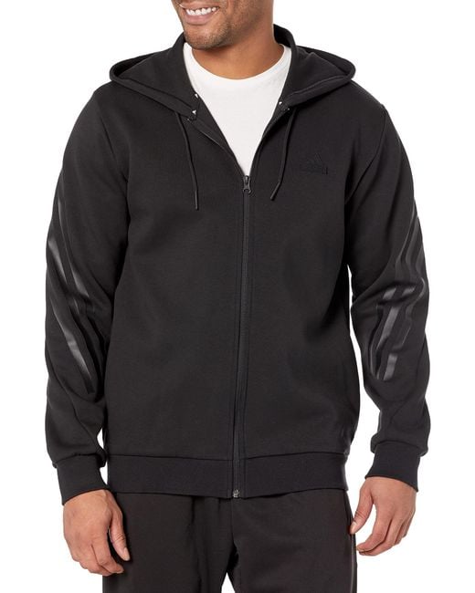 adidas Future Icon 3-stripes Full-zip Hoodie in Black for Men | Lyst