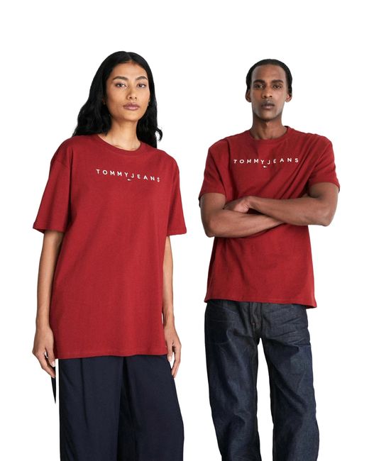 Tommy Hilfiger Red Tommy Jeans Tjm Reg Linear Logo Tee Ext S/s T-shirts for men