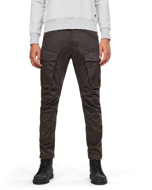 G-Star RAW Gray Rovic Zip 3d Straight Tapered Fit Cargo Pants for men