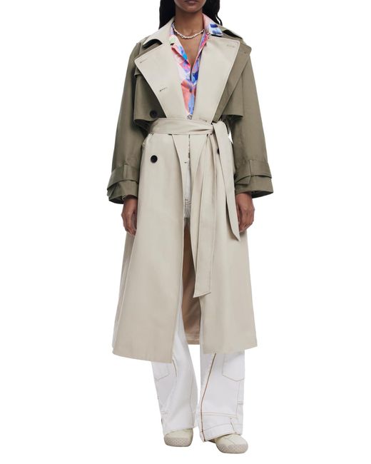 Desigual White Detachable Two-tone Trench Coat