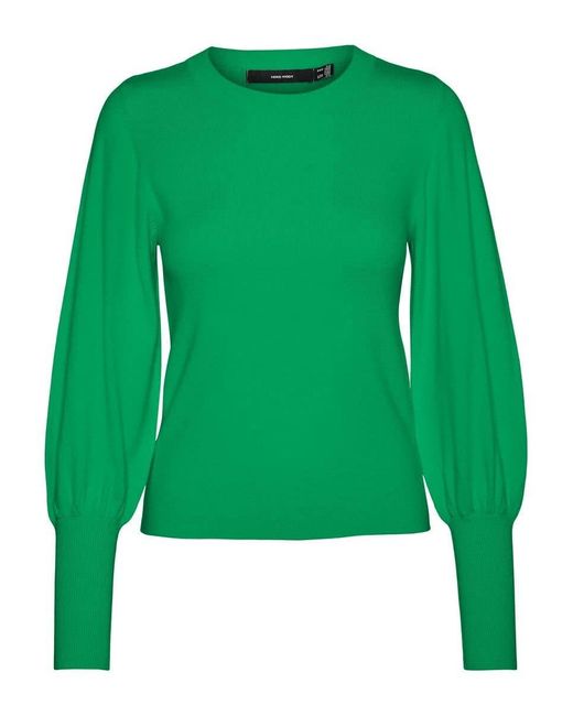 Vero Moda Green Vmhollykarispuff Ls O-neck Pullover Ga Boo Sweater