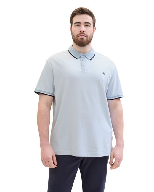 Tom Tailor Plussize Basic Piqué Poloshirt in White für Herren