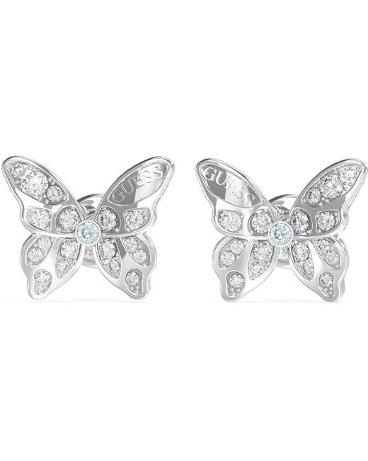 Orecchini da donna della collezione Crisalide. Gli orecchini di 12mm hanno come simbolo farfalla ed hanno misura: taglia unica. di Guess in Metallic