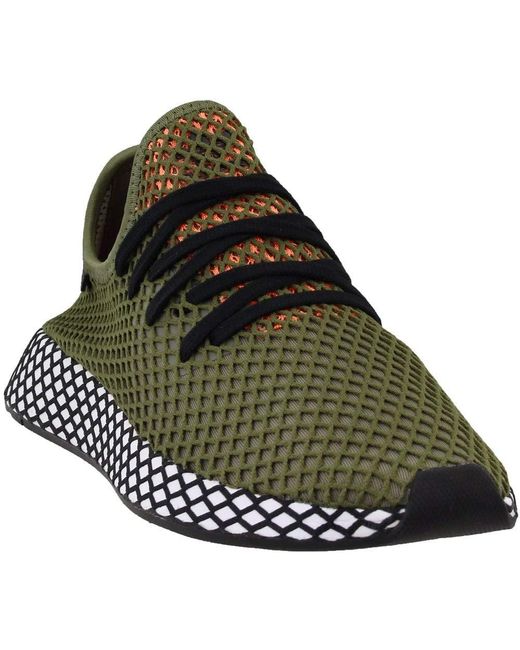 Adidas Mens Deerupt Runner Lace Up Sneakers Shoes Casual - Green, Raw Khaki Core Black Easy Orange, 9 Uk for men