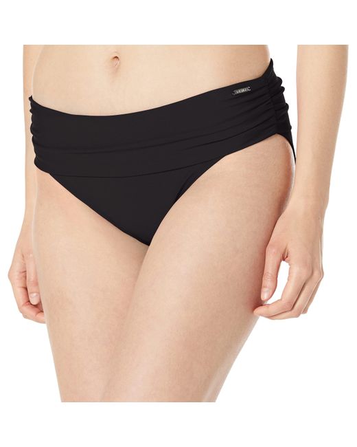 DKNY Womens Mid Rise Full Coverage Bathing Suit Bikini Bottoms in Black