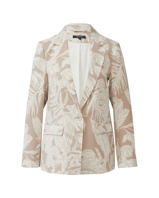 Comma, White Modischer Crêpe-Blazer mit All-Over-Print helles beige 40