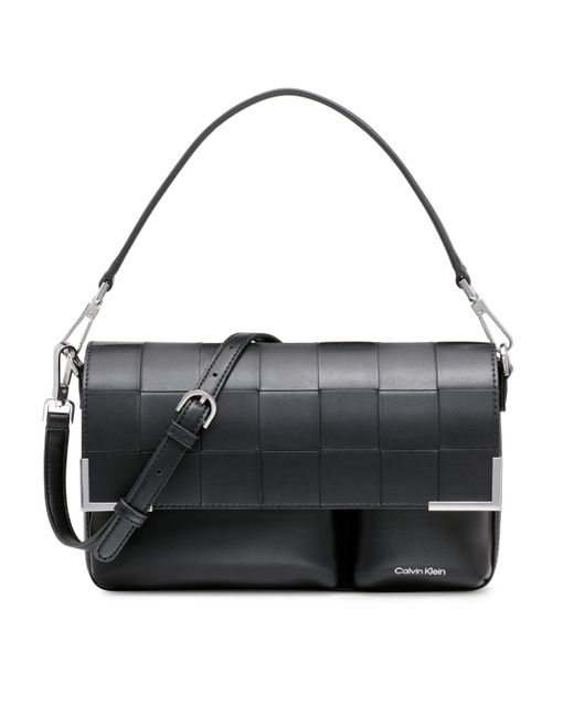 Calvin Klein Black Mica Organizational Flap Demi Shoulder Bag & Crossbody