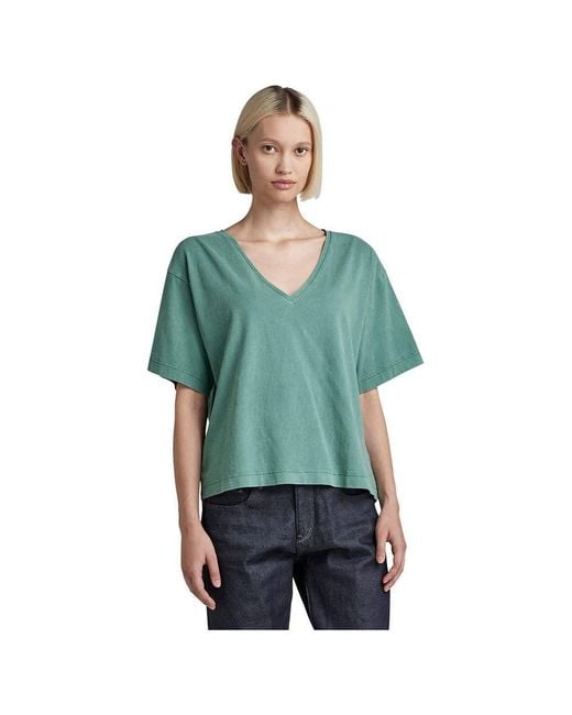 G-Star Overdyed Deep V Loose T-shirt in het Green